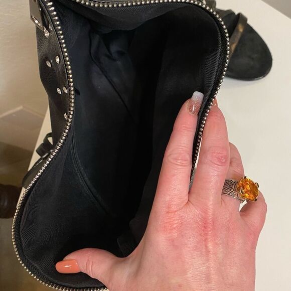 Black Rhinestone Fold Over Clutch - Picture 2 of 5